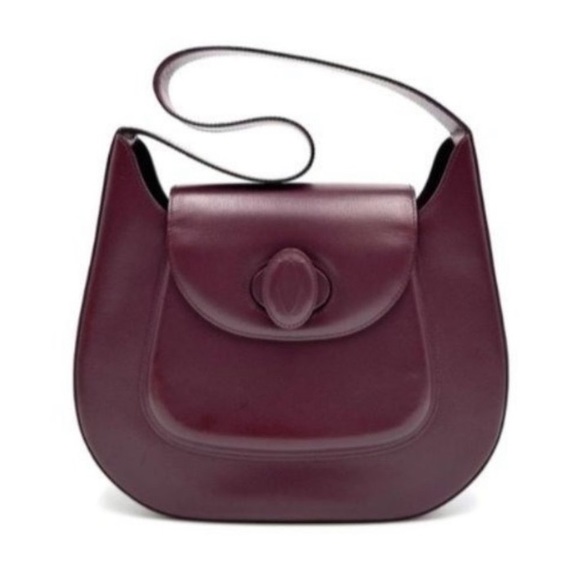 Cartier Handbags - Cartier Red Burgundy Leather Medium
Shoulder Bag